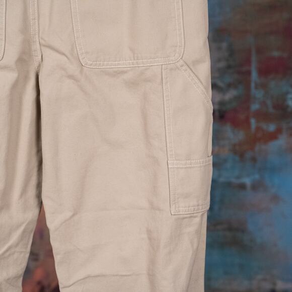 GAP Women's Mid-Rise Loose Fit Carpenter Pant Size 6 Beige 100% Cotton Classic - Picture 7 of 9